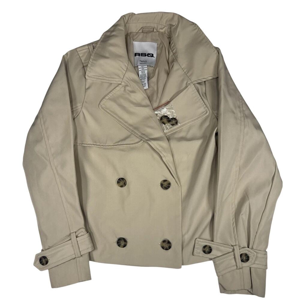 RSQ Girls Lightweight Trench Style Jacket Tan Beige Double‎ Breasted Size M